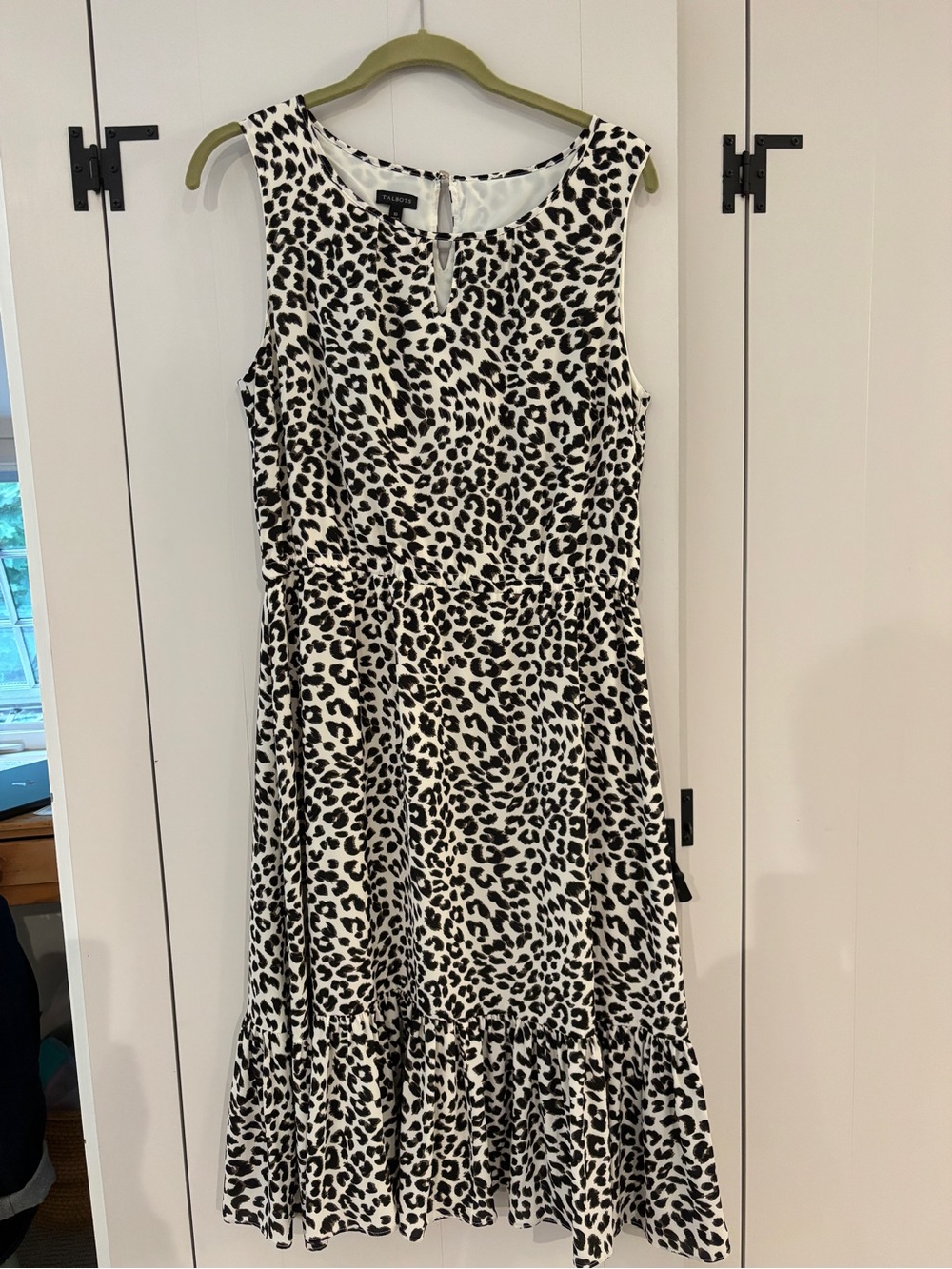 Talbots Women’s Black and White Leopard Print Sleeveless Dress